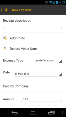 Capture d'écran de l'application SAP Travel Receipt Capture - #3
