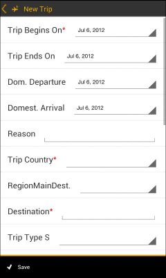 Capture d'écran de l'application SAP Travel Expense Report - #3