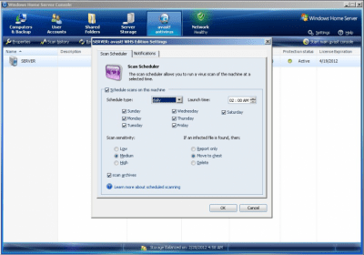 Capture d'écran de l'application Avast Windows Home Server Edition - #2