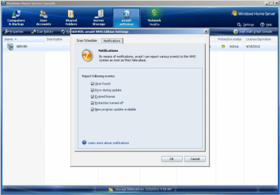 Capture d'écran de l'application Avast Windows Home Server Edition - #3
