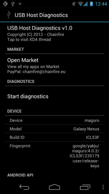 Capture d'écran de l'application USB Host Diagnostics - #1