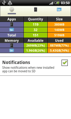 Capture d'écran de l'application Easy APP2SD (anglais) - #3