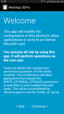 Capture d'écran de l'application SDFix: KitKat Writable MicroSD - #1