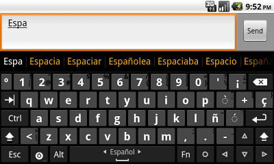 Capture d'écran de l'application Hacker's Keyboard Spanish dictionary - #1