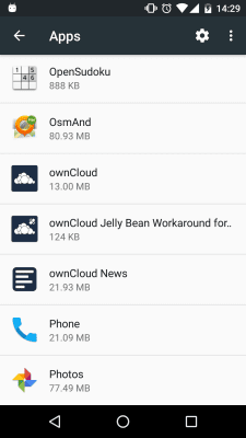 Capture d'écran de l'application ownCloud Jelly Bean Workaround - #1