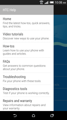 Capture d'écran de l'application Aide HTC - #2