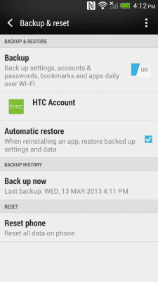 Capture d'écran de l'application HTC Backup - #3