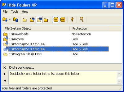 Capture d'écran de l'application Hide Folders XP - #1