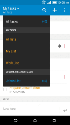Capture d'écran de l'application HTC "Tasks" (tâches) - #5