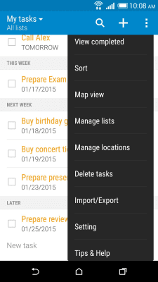 Capture d'écran de l'application HTC "Tasks" (tâches) - #7