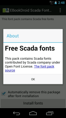 Capture d'écran de l'application EBookDroid Scada FontPack - #2