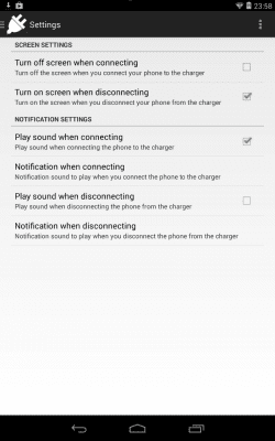 Capture d'écran de l'application ChargeNotify - Screen Behavior - #1