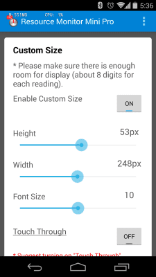 Capture d'écran de l'application Mini moniteur de ressources - #5