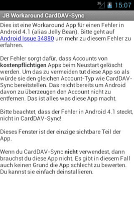 Capture d'écran de l'application JB Workaround CardDAV-Sync - #2