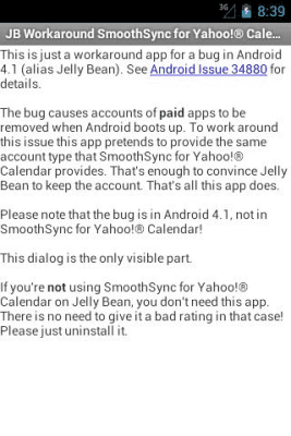 Capture d'écran de l'application JB Workaround for Yahoo! Cal - #1