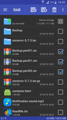 Capture d'écran de l'application RAR pour Android - #1