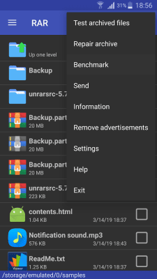 Capture d'écran de l'application RAR pour Android - #7