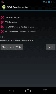 Capture d'écran de l'application OTG Troubleshooter - #1