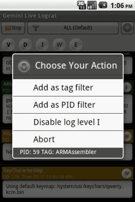 Capture d'écran de l'application Gemini Live Logcat - #3