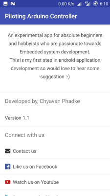 Capture d'écran de l'application Piloting Arduino Controller - #8