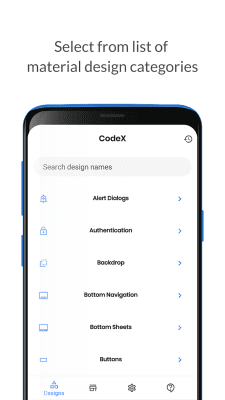 Capture d'écran de l'application CodeX - Android Material UI Templates - #1