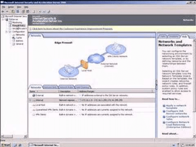 Capture d'écran de l'application Internet Security and Acceleration (ISA) Server 2006 - #1