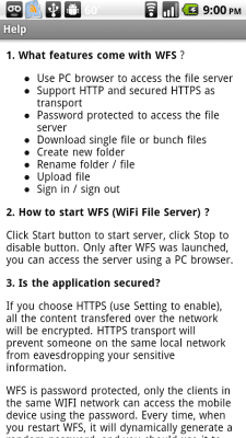Capture d'écran de l'application WiFi File Server - #2