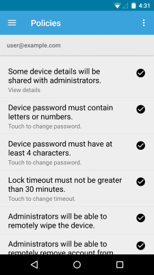 Capture d'écran de l'application Google Apps Device Policy - #3