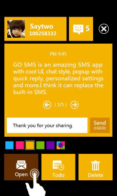 Capture d'écran de l'application GO SMS PRO WP8 Popup ThemeEX - #2