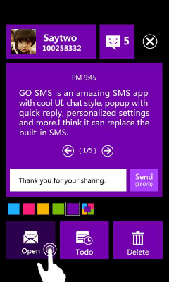 Capture d'écran de l'application GO SMS PRO WP8 Popup ThemeEX - #5
