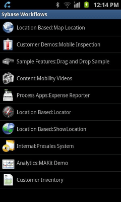 Capture d'écran de l'application Sybase Mobile Workflow - #1