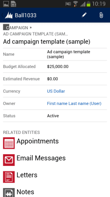 Capture d'écran de l'application Dynamics CRM for phones - #5