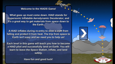 Capture d'écran de l'application NASA HIAD - #2