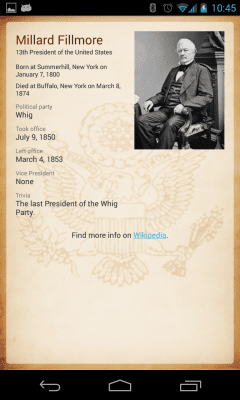 Capture d'écran de l'application U.S. Presidents - #2