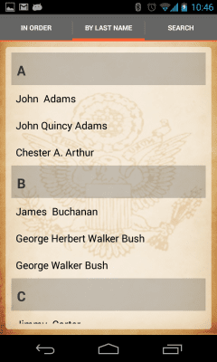 Capture d'écran de l'application U.S. Presidents - #6