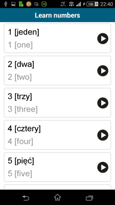 Capture d'écran de l'application Polonais 50 langues - #5