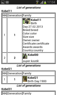 Capture d'écran de l'application Pedigree de l'animal (Android) - #6