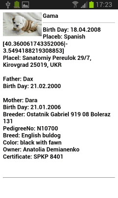 Capture d'écran de l'application Pedigree de l'animal (Android) - #8