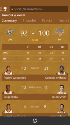 Capture d'écran de l'application MSN Sport - points et statistiques - #6