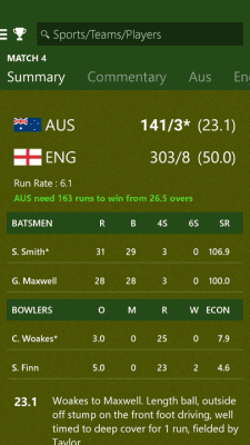 Capture d'écran de l'application MSN Sport - points et statistiques - #7