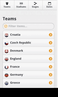 Capture d'écran de l'application Calendrier des matchs de l'EURO 2012 - #1