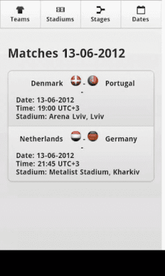 Capture d'écran de l'application Calendrier des matchs de l'EURO 2012 - #8