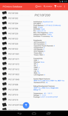 Capture d'écran de l'application PICmicro Database - #6