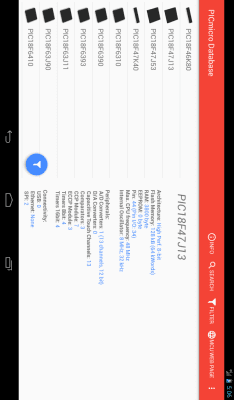 Capture d'écran de l'application PICmicro Database - #7