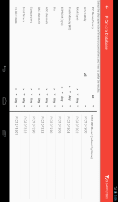 Capture d'écran de l'application PICmicro Database - #8