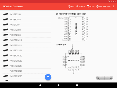 Capture d'écran de l'application PICmicro Database - #11