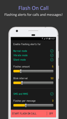 Capture d'écran de l'application Flash On Call (SMS Alerts) - #1