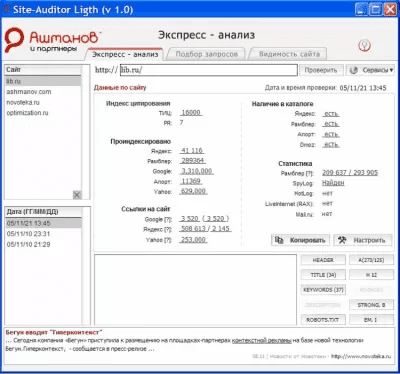 Capture d'écran de l'application Site-Auditor - #1