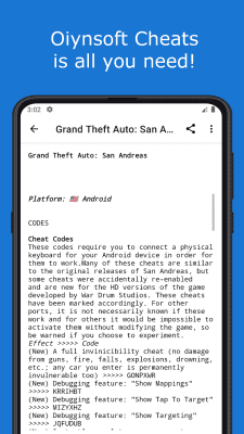 Capture d'écran de l'application Oiynsoft Cheats - #4