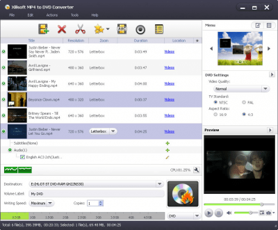 Capture d'écran de l'application Xilisoft MP4 to DVD Converter - #1